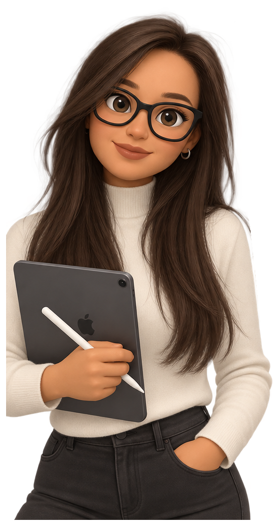 Memoji di Evi con iPad e Apple Pencil