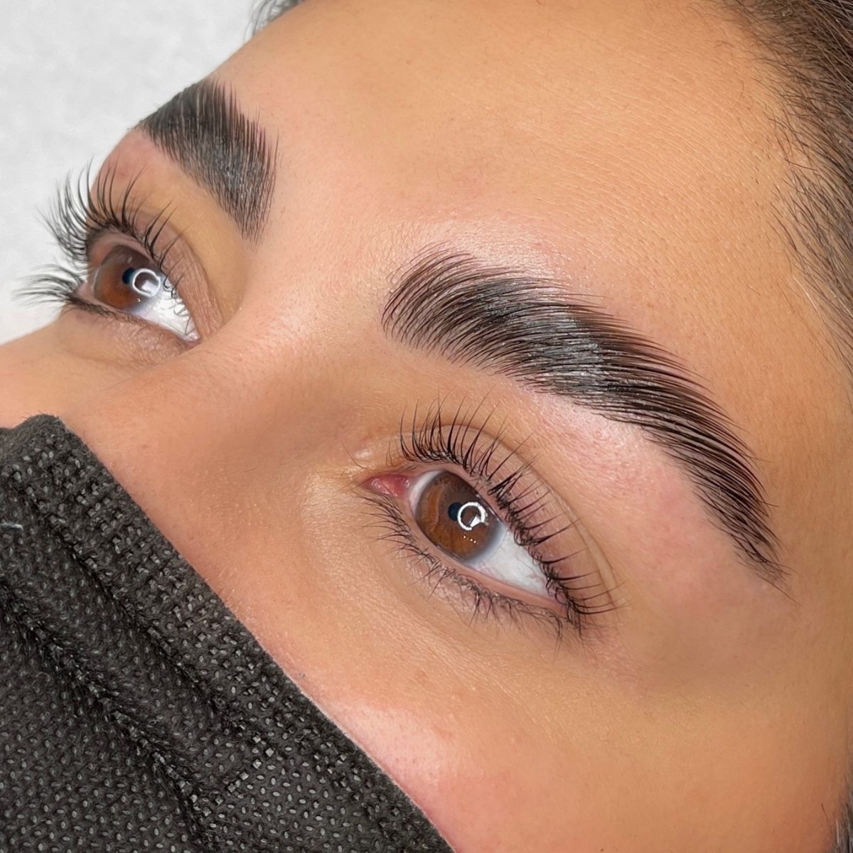 Brow lamination result, groomed lifted brows, Fulham London