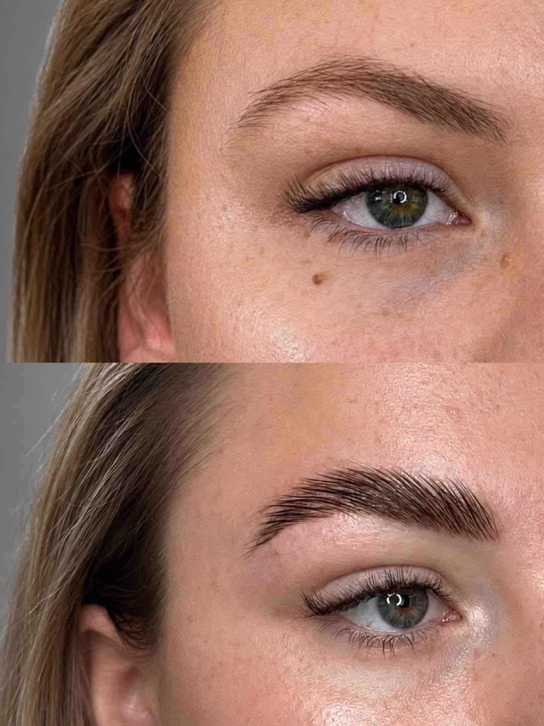 Before and after Brow Lamination result, Fulham London