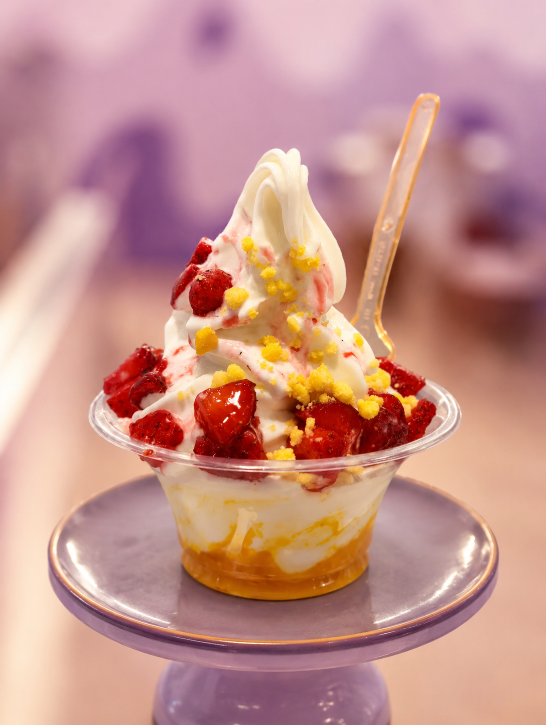 Coppetta di yogurt con fragole e crumble