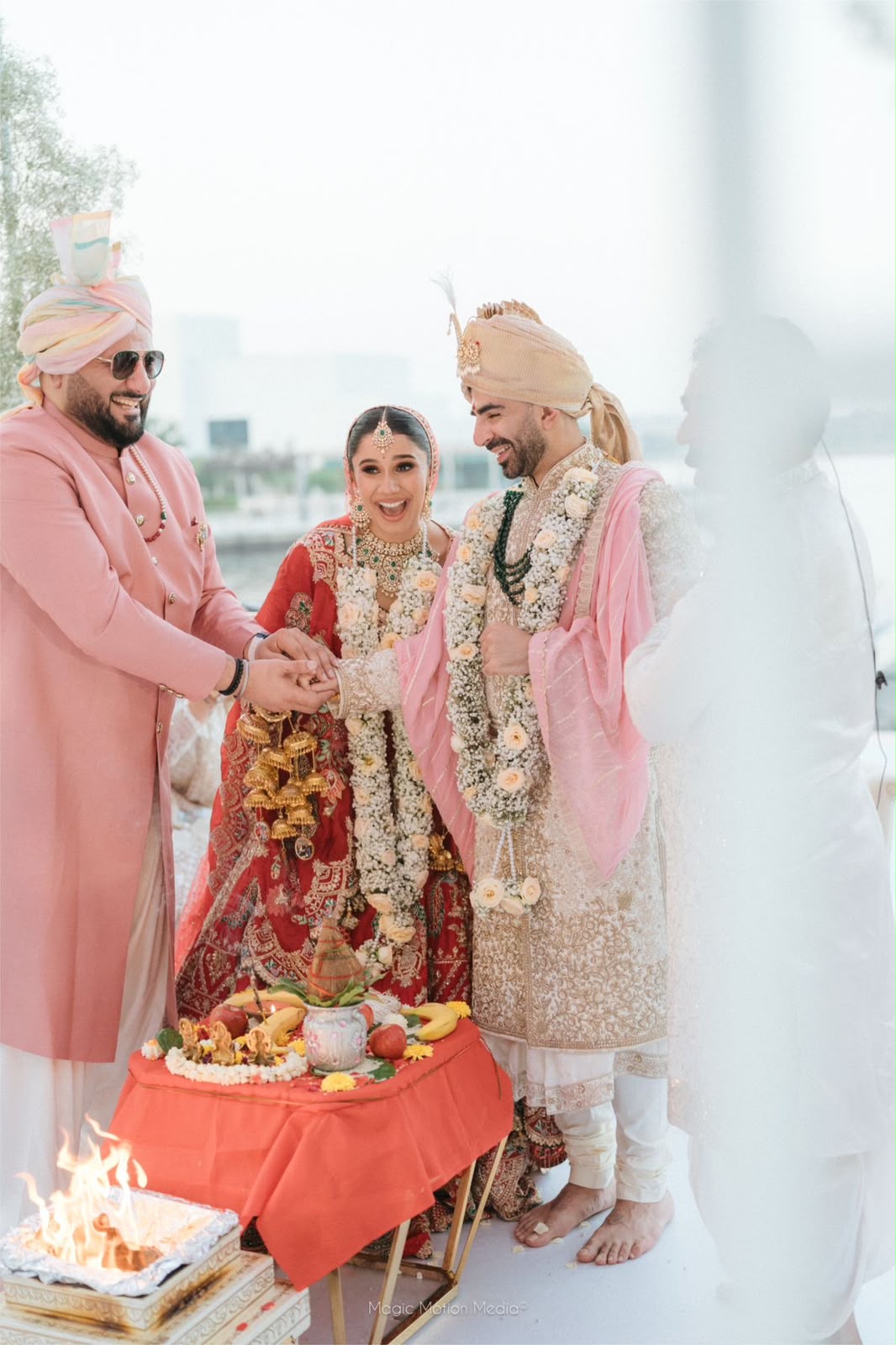 A bride and groom at their wedding ceremony