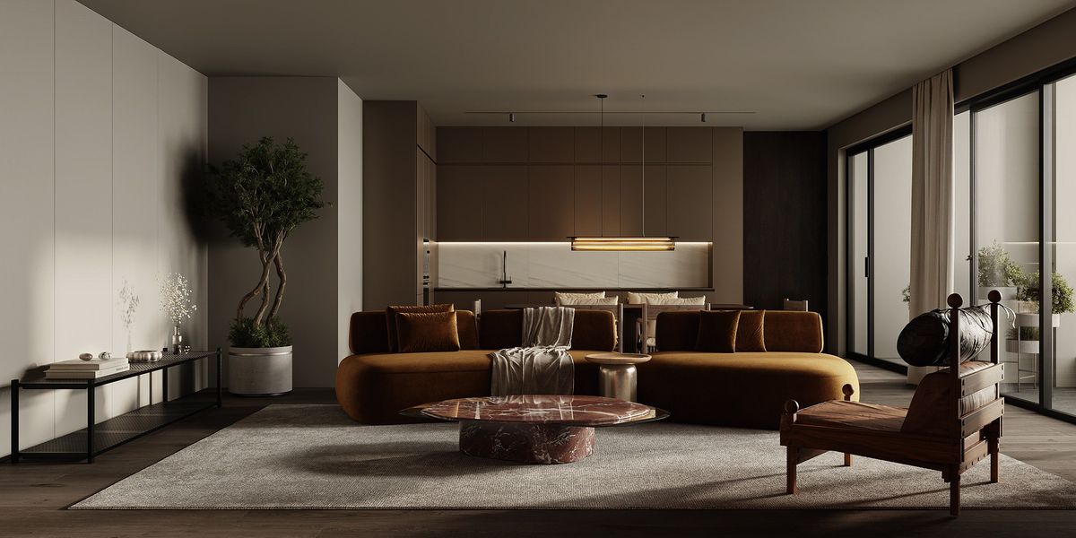 Dark luxury living room interior styled with Everyday Essentials products