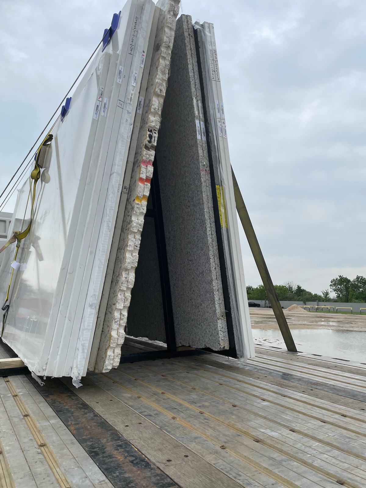 Stone slabs, A-frame secured
