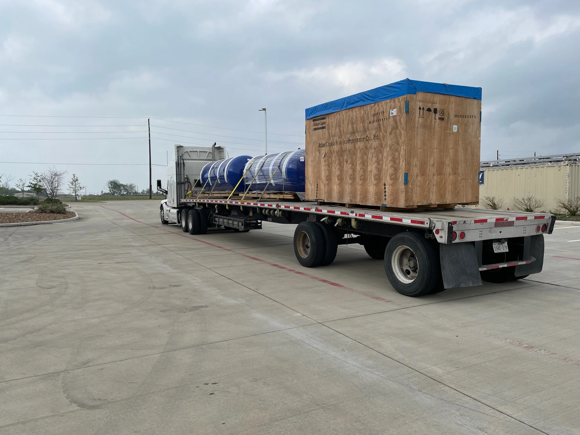 Compressor crate, wrapped & secured