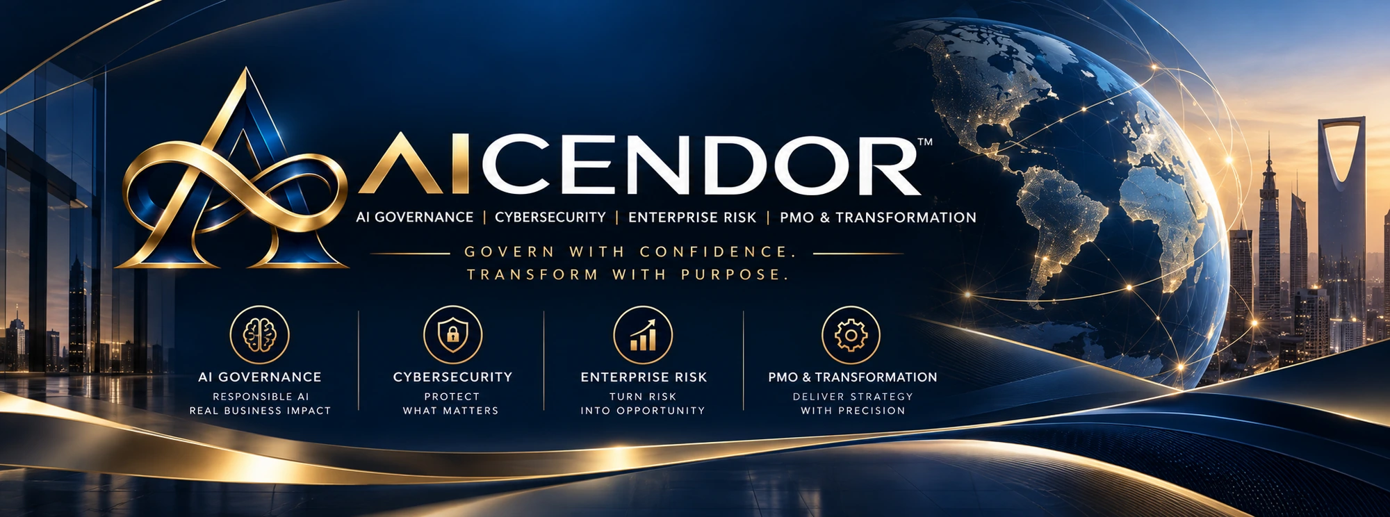 AiCendor — global AI governance, cybersecurity, enterprise risk and PMO transformation