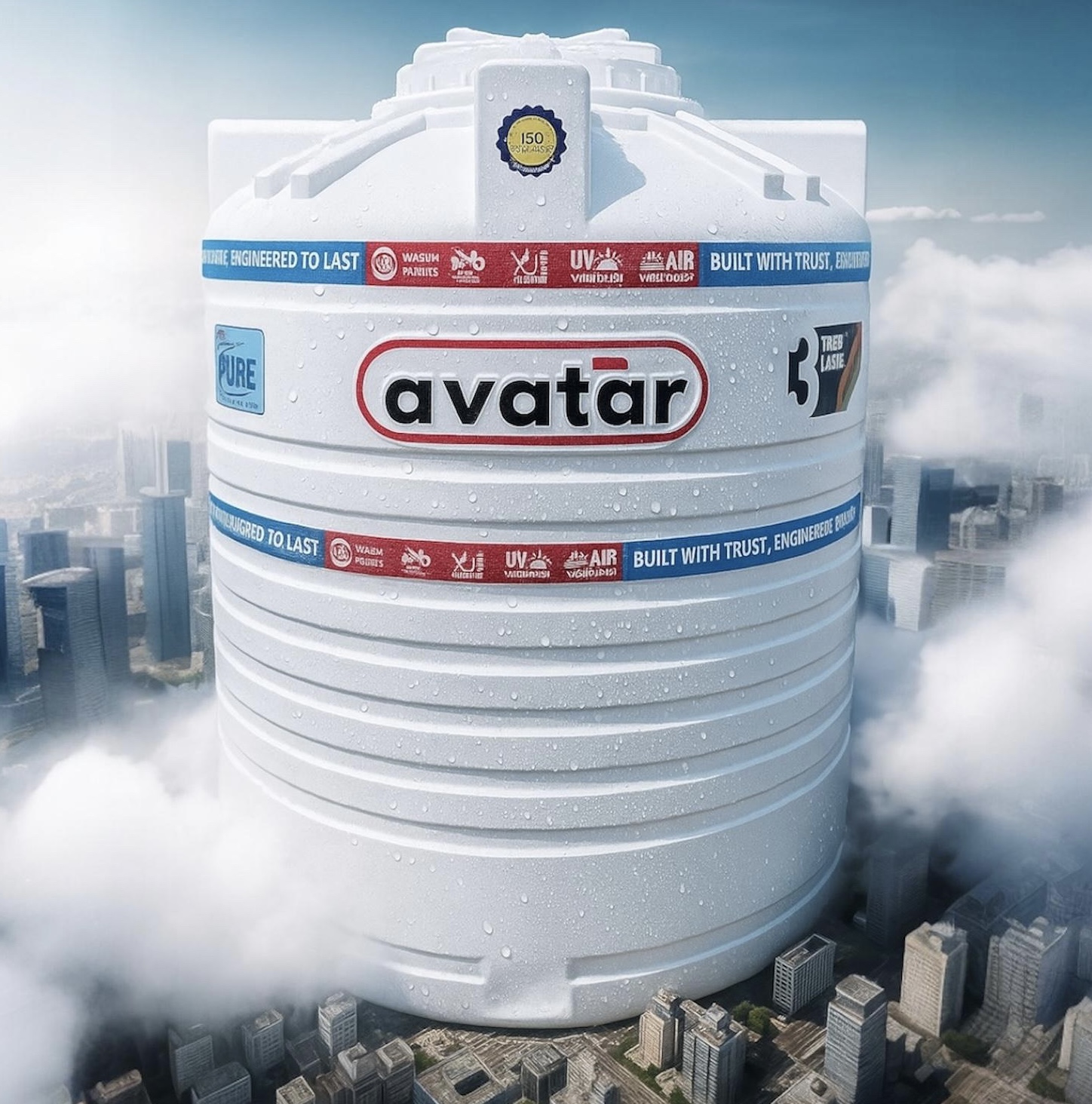 Avatar water tank towering above the South India skyline