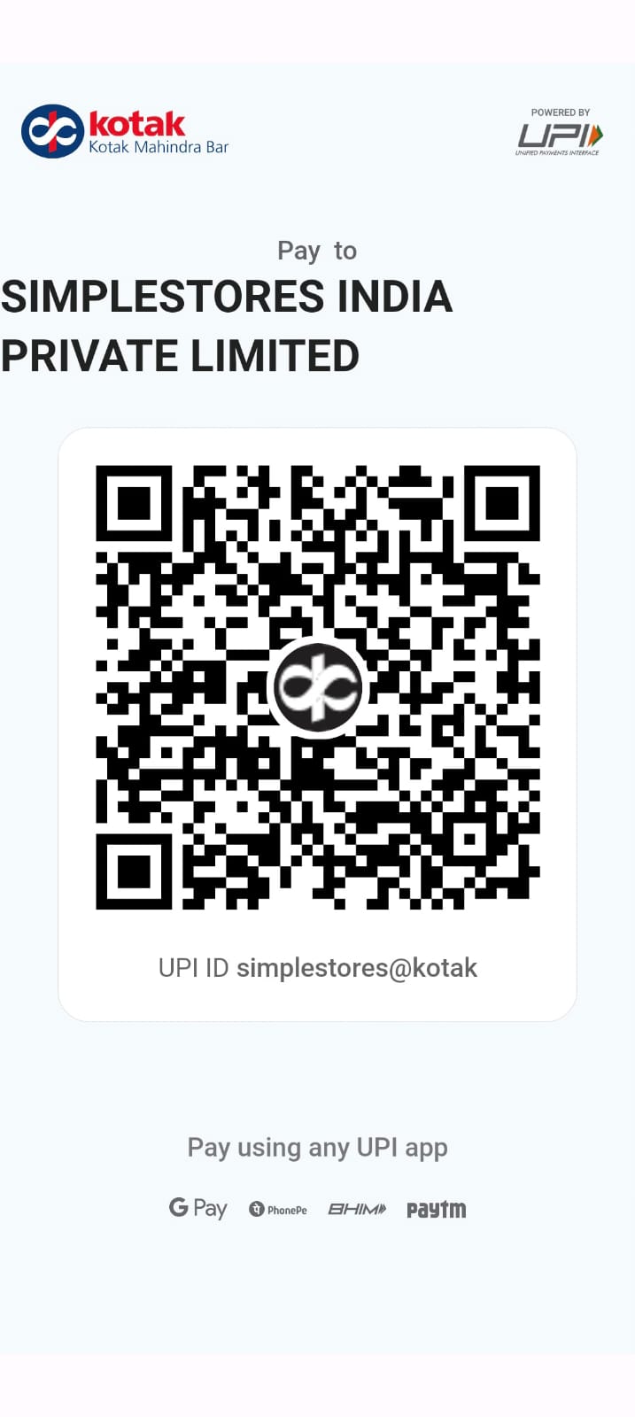 Simplestores UPI QR