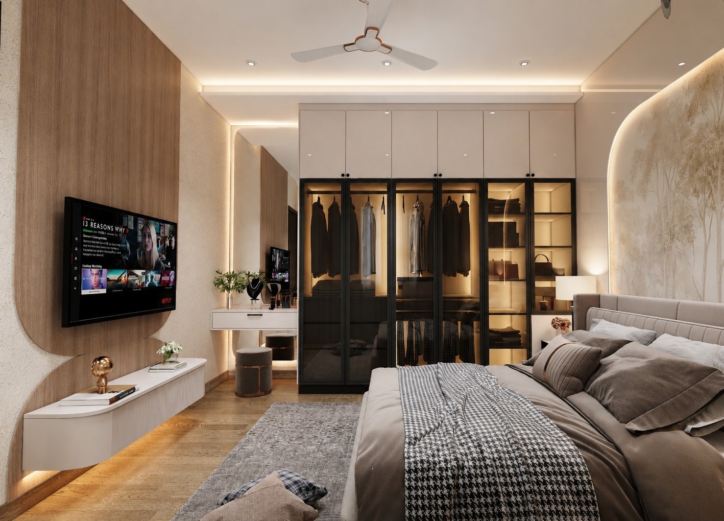 Contemporary Bedroom with Entertainment Unit