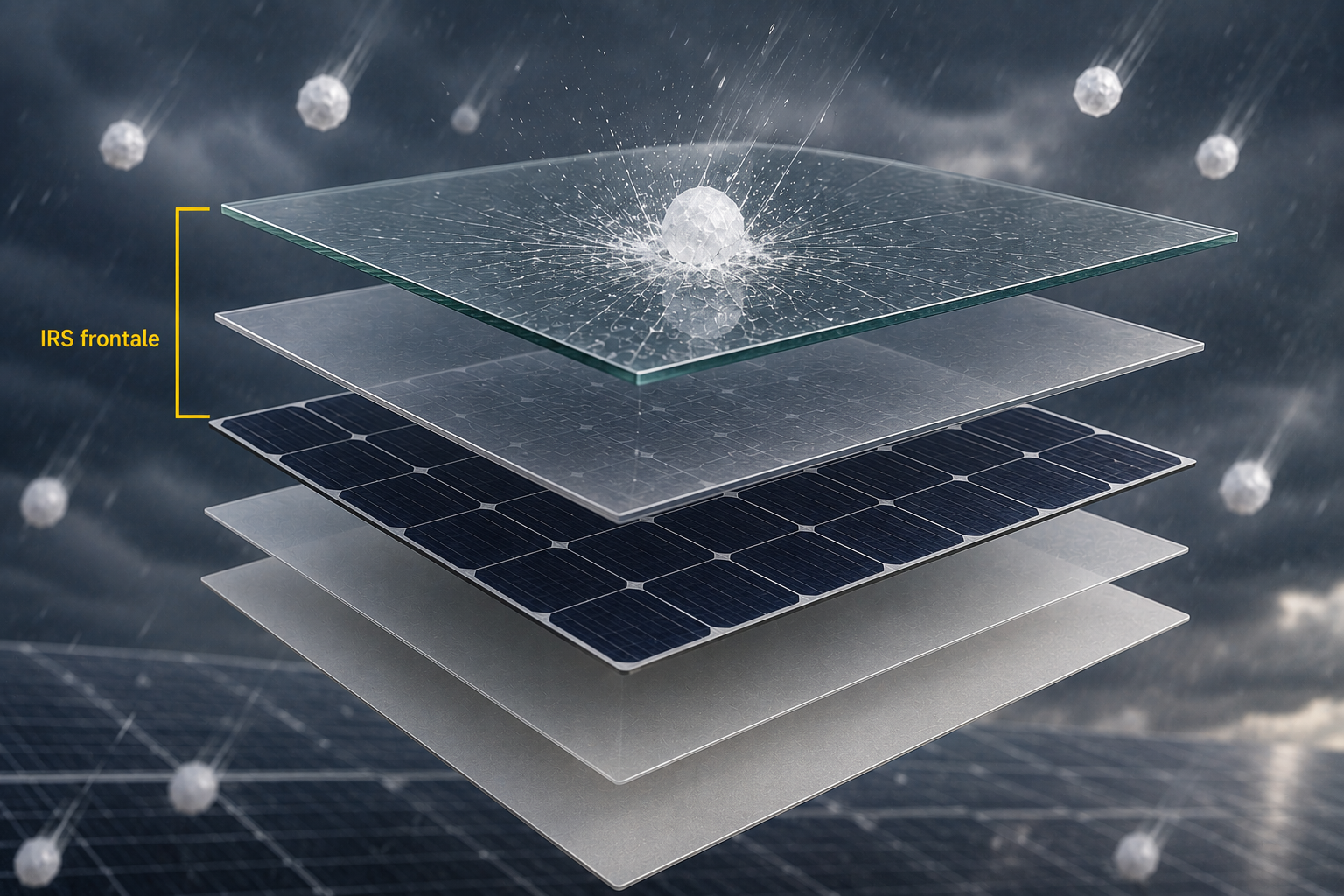 IRS frontale — stratigrafia del pannello fotovoltaico